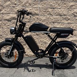 52V/2000/3000 Watt Dual Motor AWD Electric Scrambler Moped Style E-Bike, 38mph, Hydraulic Brakes, Full Suspension