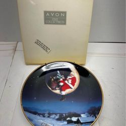 Vintage 1998 Avon GREETINGS FROM SANTA Christmas Plate CAUCASIAN 22K Gold #F1