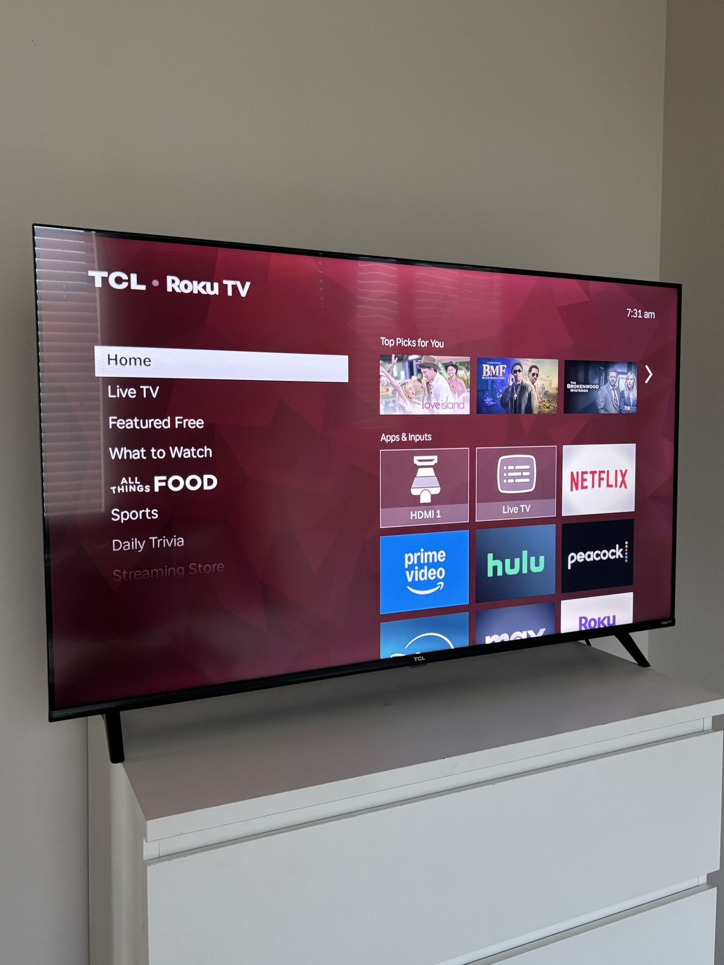 43” TCL Roku Smart TV — Excellent Condition