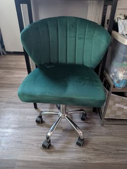 Velvet Emerald Green rolling chair