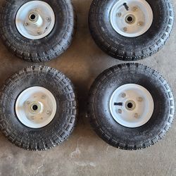 Four (4) 10" Wheels, 4.10/3.50-4, Brand New