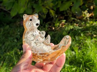 Dynasty Gallery Handcrafted Art Glass Shimmering Sea Otter Figurine Paperweight