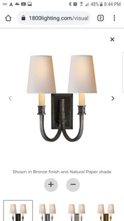 Thomas O'Brien Bronze Black Wall Sconce Linen