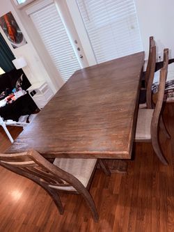 Farmhouse Dining Table Set with 4 Chairs, Bench & Extension Leaf