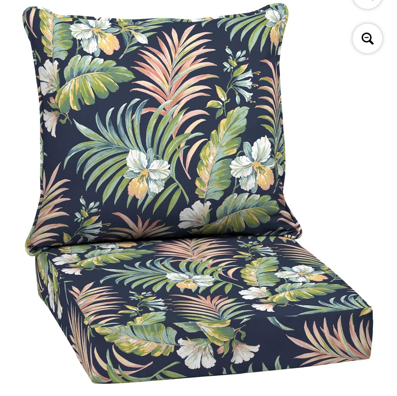 ARDEN Outdoor Deep Seat Cushion Set, 24 x 24, Water Repellant, Fade Resistant, Deep Seat Bottom & Back Cushion, Simone Blue Tropical