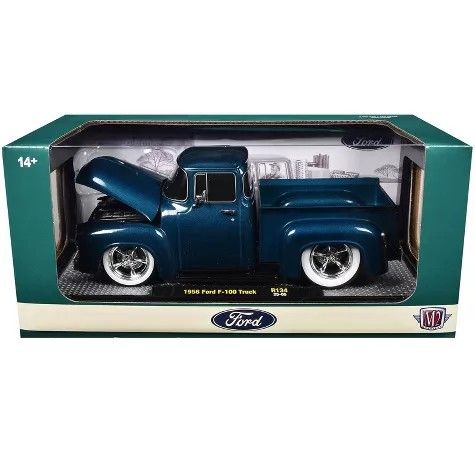 1956 Ford F-100 Pickup Truck Blue Metallic Limited Edition to 6650 pieces Worldwide 1/24 Diecast Model Car by M2 Machines