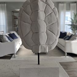 Coastal Turtle Sculpture | Neutral Beach Decor Accent