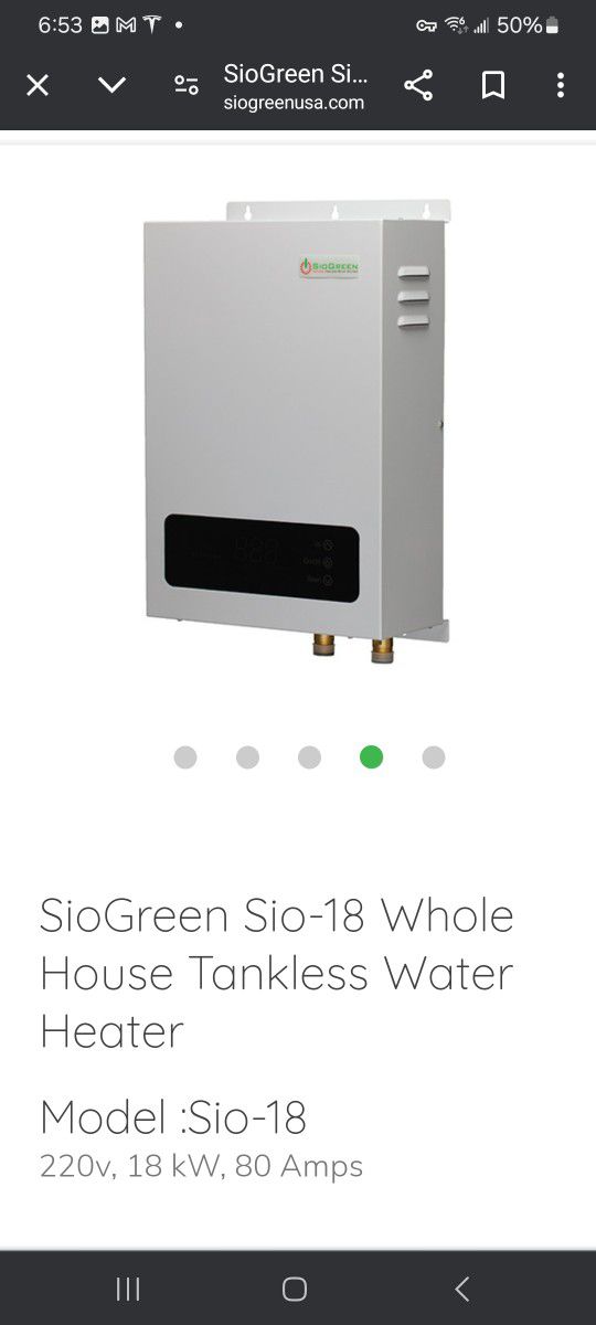 Sio GREEN SI0 18 ELECTRIC TANKLESS WATER HEATER