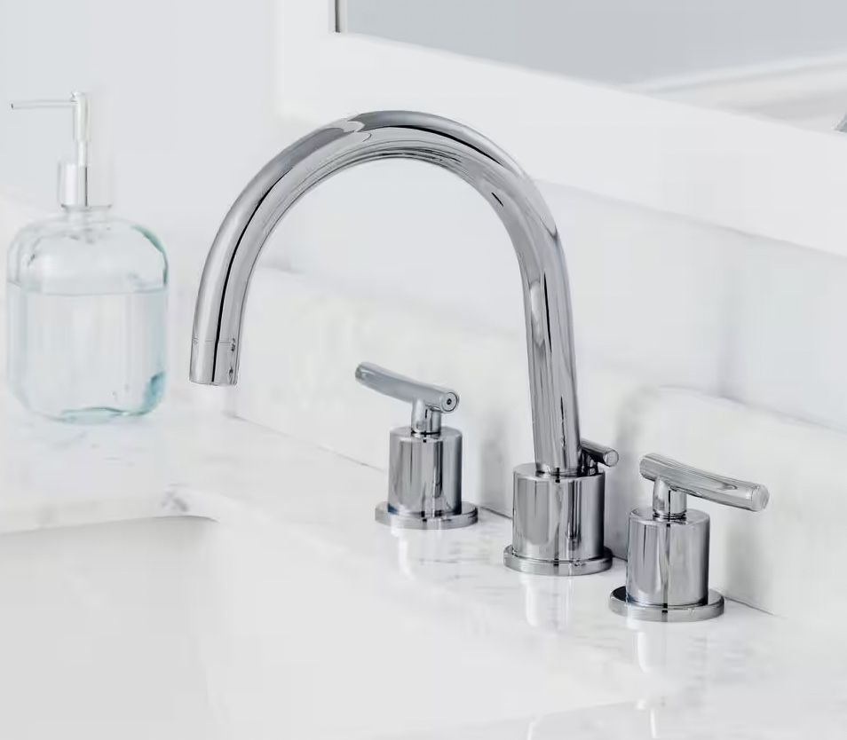 Glacier Bay Dorset 8 in Widespread Double Handle High Arc Faucet Chrome