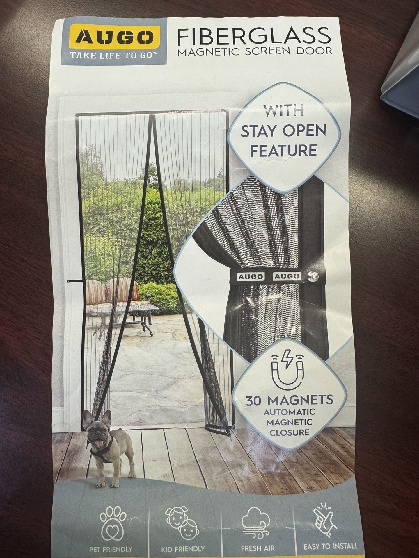 Title: AUGO Fiberglass Magnetic Screen Door – Easy Install, Pet & Kid Friendly