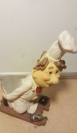 Vintage Kneeling Italian Chef Bottle Holder Figurine 