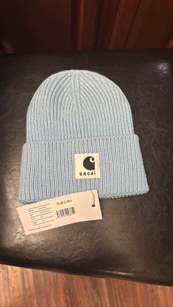 sacai x carhartt light blue beanie