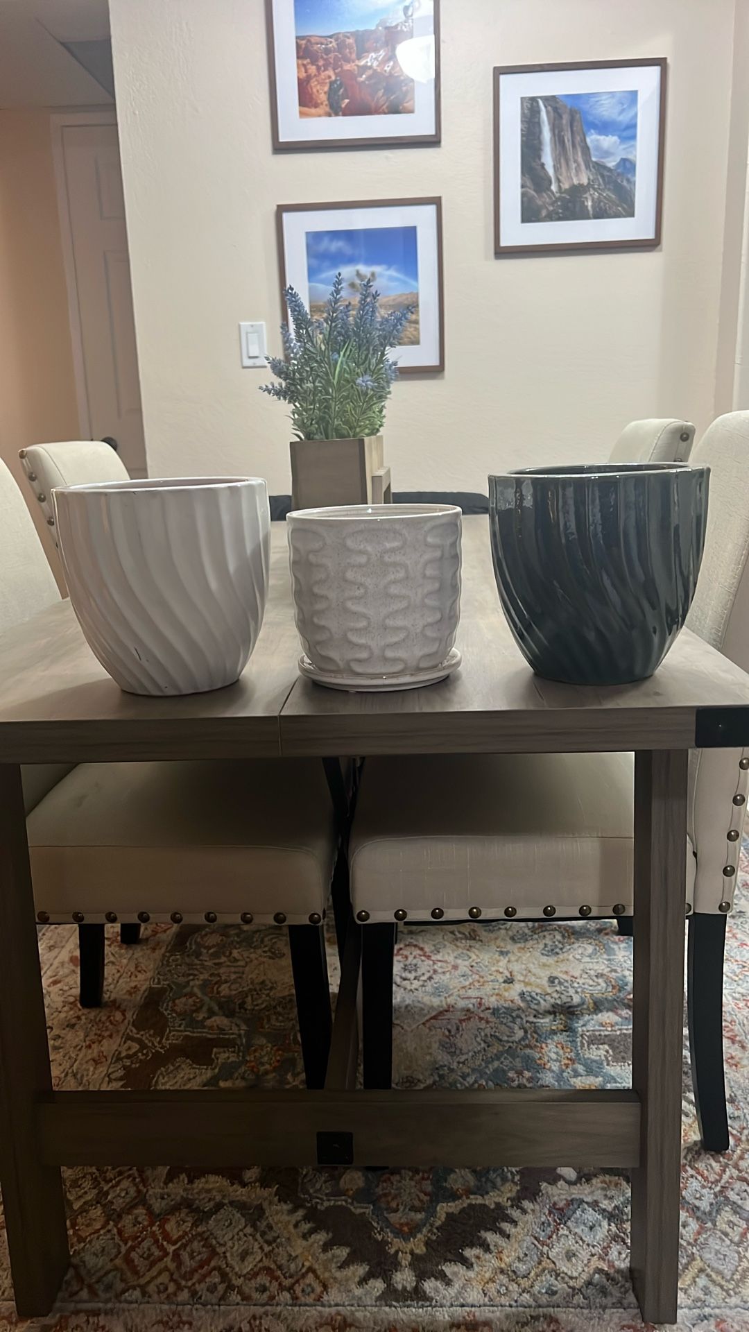 3 Small Ceramic Plant Pots