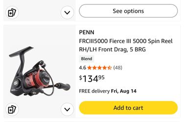 PENN FIERCE III 5000 fishing Reel RH/LH  for saltwater/fresh $110 obo