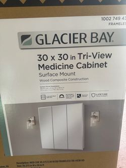 Glacier Bay 30.4 in. W × 30.2 in. H Rectangular Medicine Cabinet with Mirror in White with Adjustable Shelves