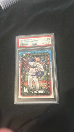2024 Topps Holiday, Yoshinobu Yamamoto variation rookie card PSA nine 2024 Topps Holiday, Yoshinobu Yamamoto variation rookie card PSA nine