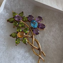 GOLD OVER STERLING 925 Estate Pin Natural 