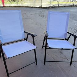 Blue Fabric Folding Chairs 