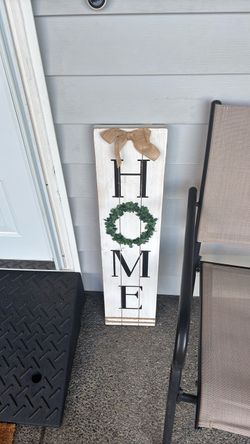 Farmhouse HOME Porch Sign with Wreath