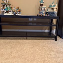 Black Glass-Top Console Table 