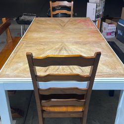 Solid  Wood Dining Table Set -with adjustable length