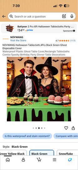 NOVWANG Halloween Tablecloth Black Green Ghost