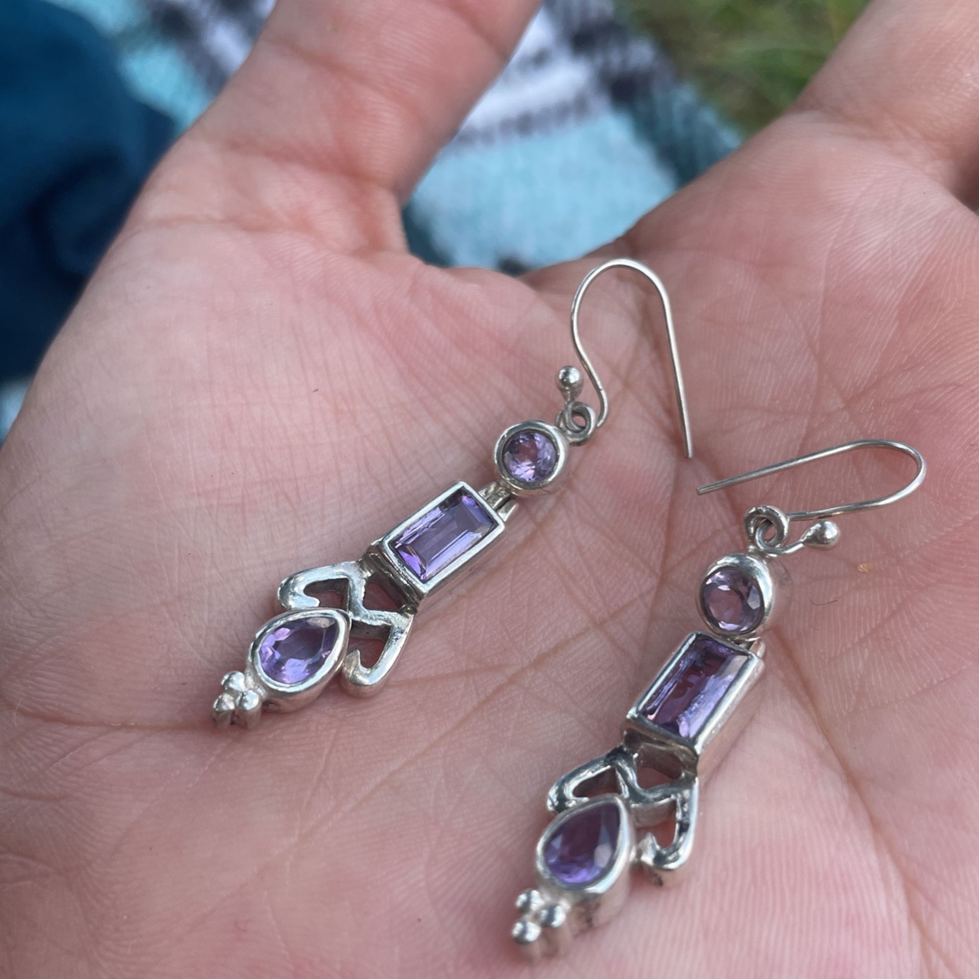 Silver Lavender Ear Rings