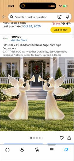 FUNNGO 2 PC Outdoor Christmas Angel Yard Sign Decorations 0.47" Thick PVC, All-Weather Durability, Easy Assembly, Religious Nativity Decor for Lawn, G