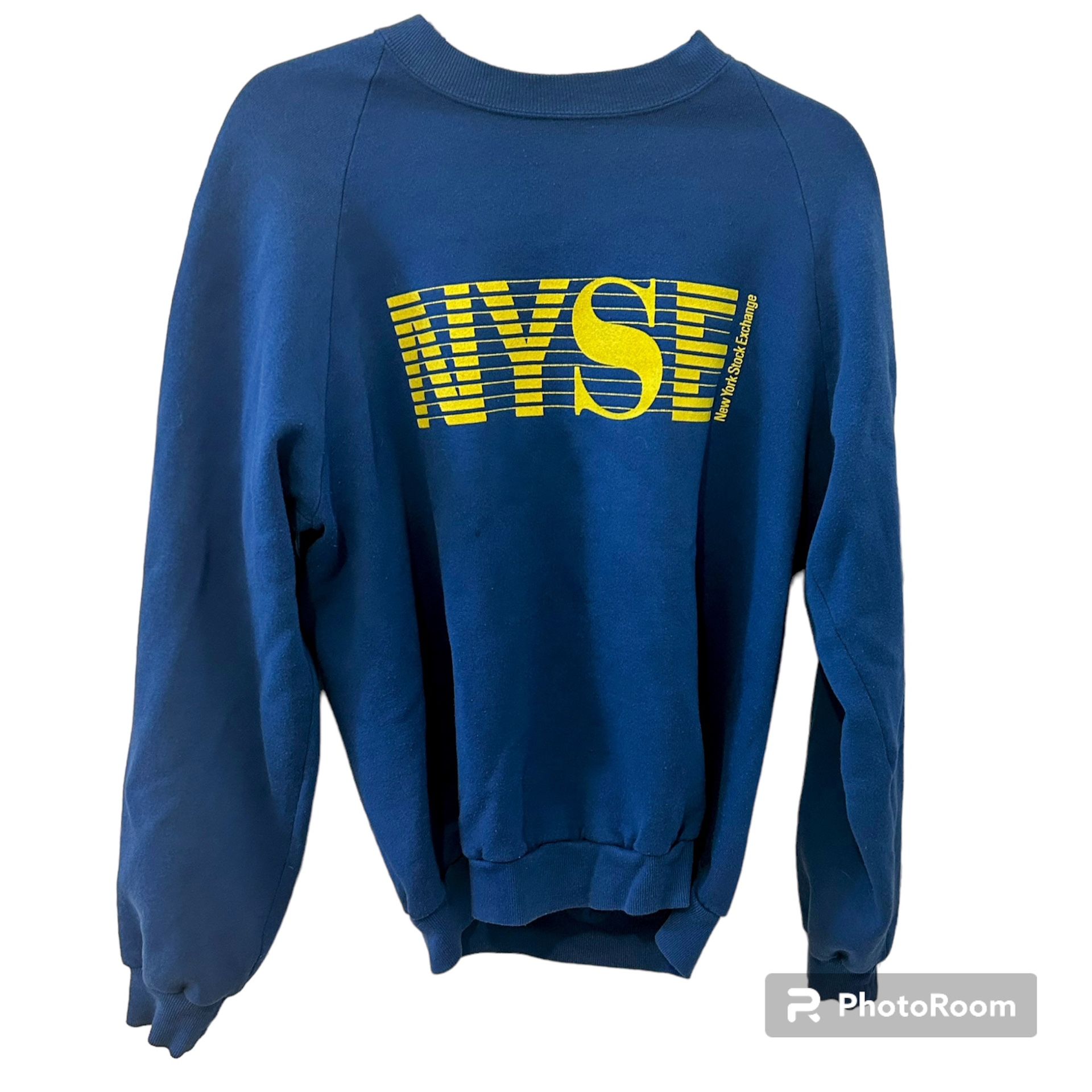 Vintage Jerzees New York Stock Exchange NYSE Crewneck Sweatshirt Blue Yellow