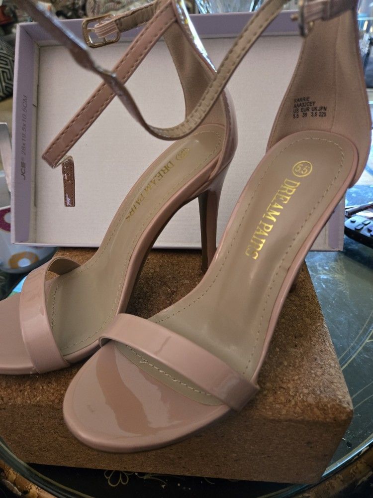 Patent Leather Blush Color Strappy Stilleto
