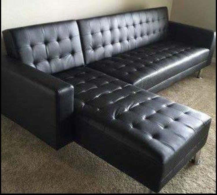 Black Adjustable Sofa/ Chaise Futon