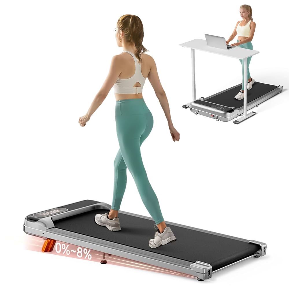 Walking Pad, Under Desk Treadmill with Incline for Home Office 2.5HP Portable Walking Treadmill with 265 Lbs Weight Capacity Walking Machine, Remote C