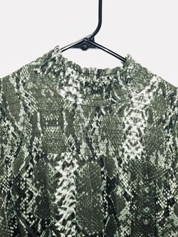 H&M green and black snake print long-sleeve top