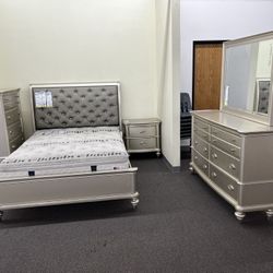 New 5 Piece Bedroom Set .  Champagne .  Free Delivery !