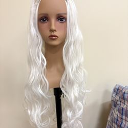 Silver White Braided, Synthetic Hair Wig Halloween Costume 544