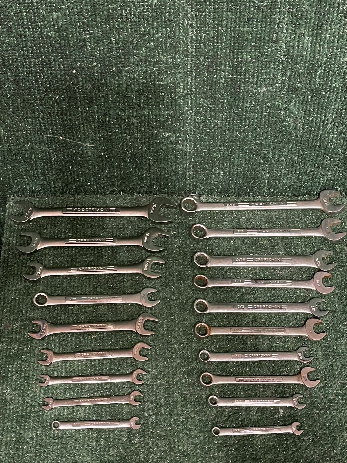 Vintage Craftsman Wrench Sets Variety In Sizes . Lot Of 19 Closed & Open Ends.