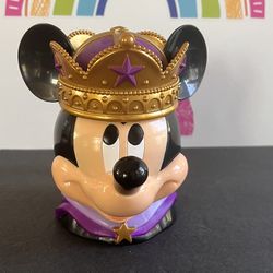 DISNEY MICKEY WITH HIS CROWN SNACK CUP - Lid Lifts  - 5 1/2 INCH LIKE NEW