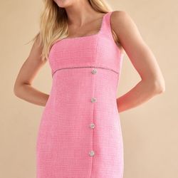 Pink Sleeveless Button-Down Dress