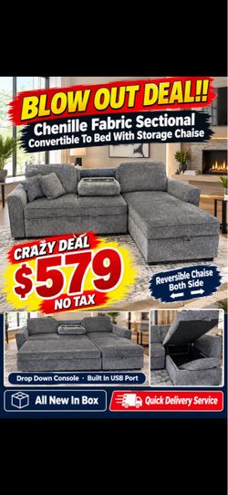 Sectional Convert To Bed/ Storage Chaise