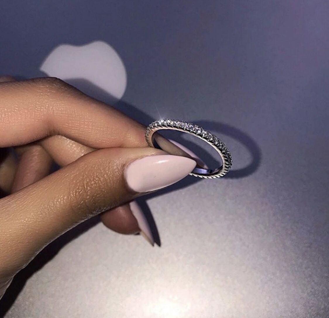 New 18 k white gold engagement ring wedding ring set eternity band