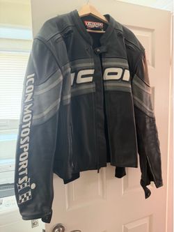 Icon Daytona Leather Motorcycle Jacket Size XXL Great Condition