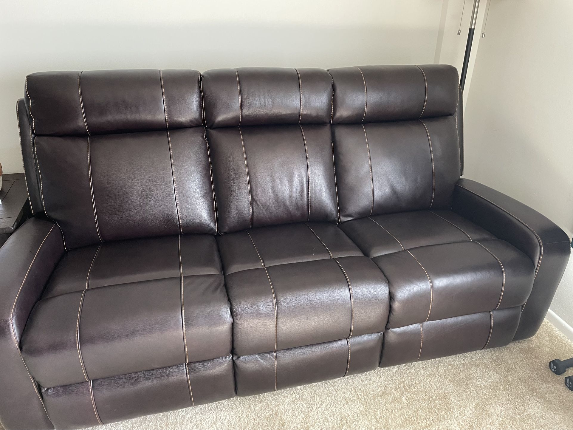 NEW LEATHER RECLINER COUCH
