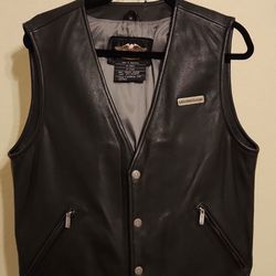 Premium Harley Davidson Black Leather Vest Size-M