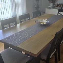 Wooden Dining Table with 8 Chairs