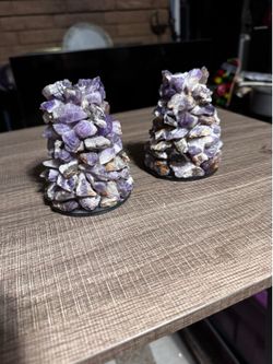 To amethyst Crystal candleholders