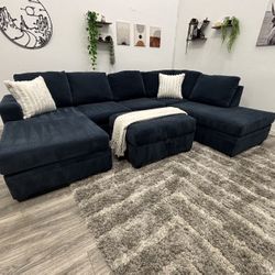 Navy Sectional Couch - Free Delivery 