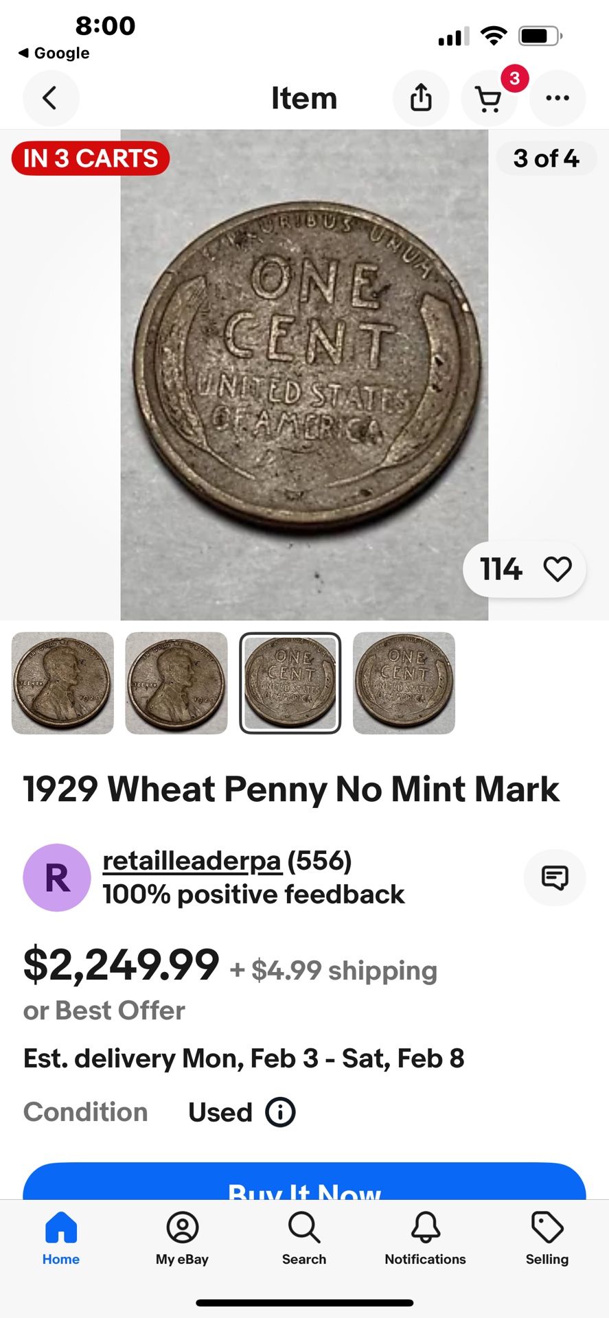 A 1929 Wheat Penny No Mint Mark
