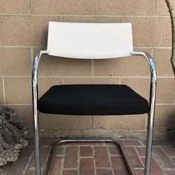 Knoll Chrome Black White Mid Century Style Armchair