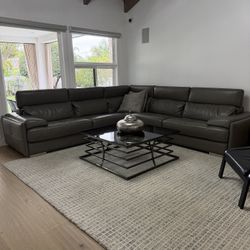 Italian Gray Leather Couch