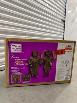 New Home Depot Wicked Woods Burlap Twins Halloween Animatronic